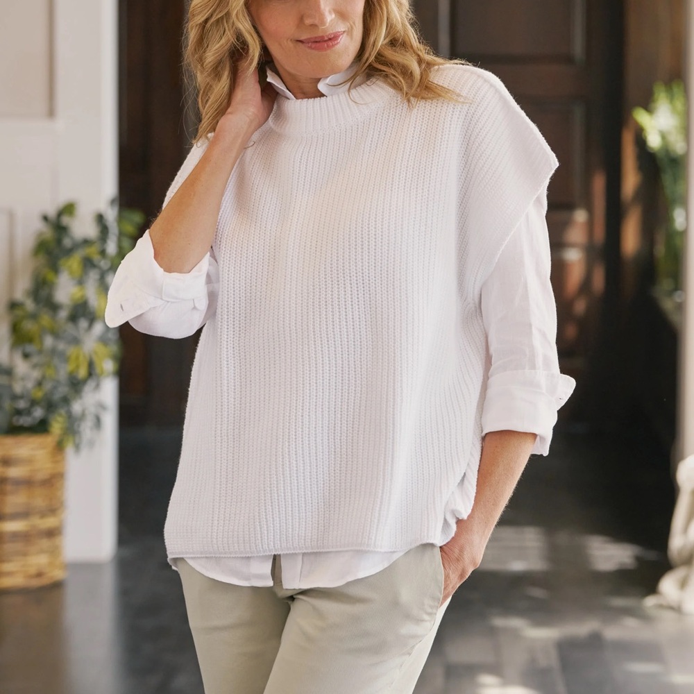 NWT Frank & Eileen‎ Montecito Italian Sweater Vest In White Size XL